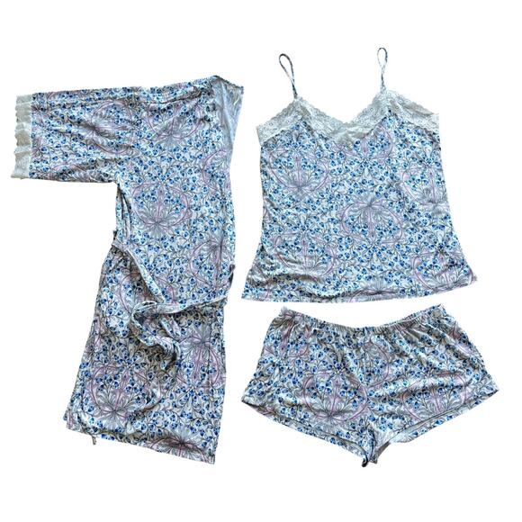 FLORA NIKROOZ FLORAL 3 PIECE PAJAMA PJ SET NWOT SIZE LARGE NORDSTROM - Picture 1 of 7